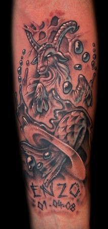 Capricorn Tattoos on Marvin Silva Tattoos   Tattoos   Half Sleeve   Custom Capricorn Tattoo