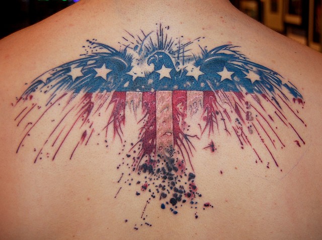 Marvin Silva American Flag and Eagle Tattoo