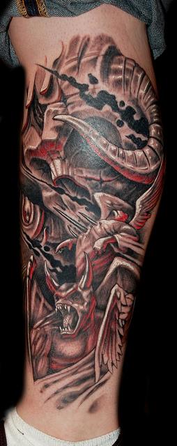 Marvin Silva Tattoos Tattoos New School Angels vs Demons Tattoo