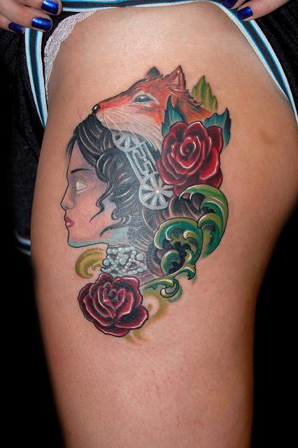 Tattoos - Blind Girl with Fox Eyes Tattoo - 57347