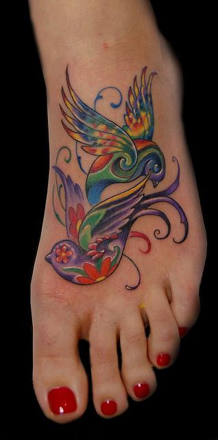 Tattoos - Colorful Birds Tattoo - 60176