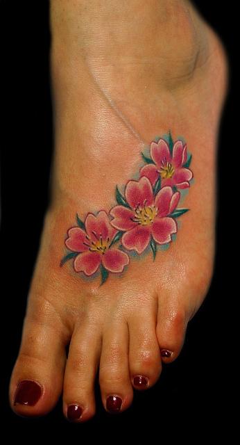 Marvin Silva - Cherry Blossoms on foot Tattoo