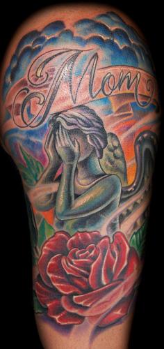 Marvin Silva - Weeping Angel and Rose Tattoo