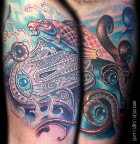 Tattoos - Hamsa Fish Tattoo - 67372