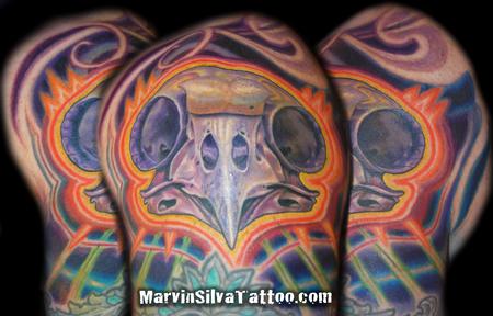 Tattoos - Owl Skull Tattoo - 74581