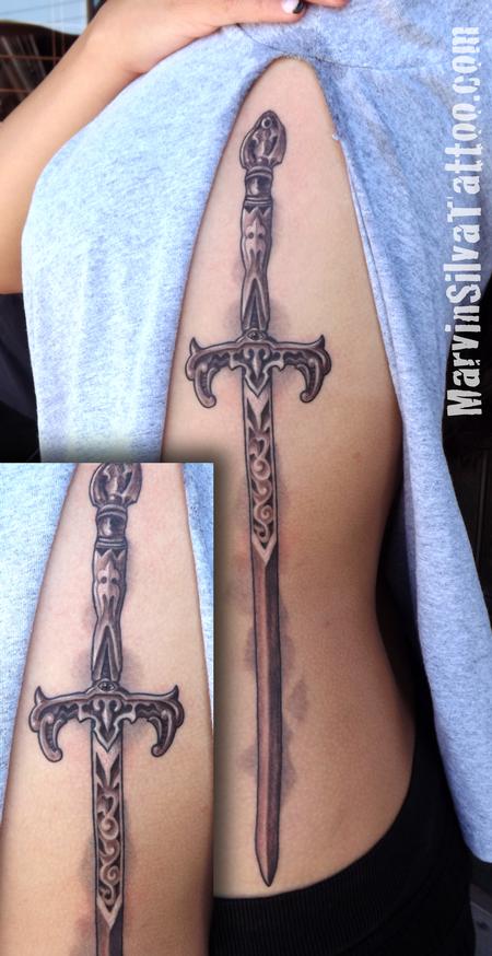 Marvin Silva - Ornate Medieval Sword Tattoo