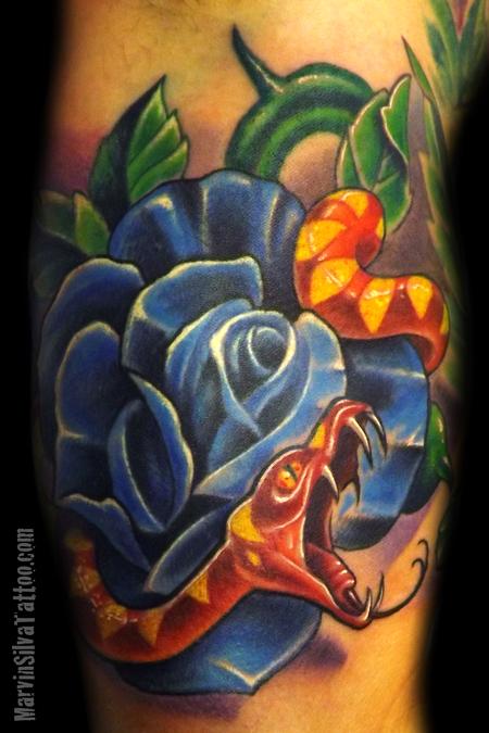 Tattoos - Snake Rose Tattoo - 67623