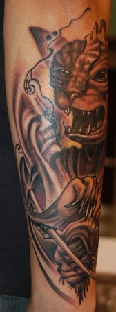 Marvin Silva - Skinless Cat Tattoo (left)