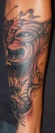 Marvin Silva - Skinless Cat Tattoo (right)