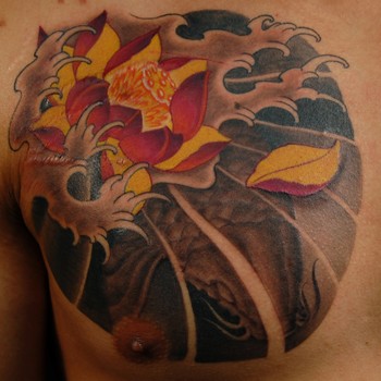 Marvin Silva Koi Fish and Lotus Flower