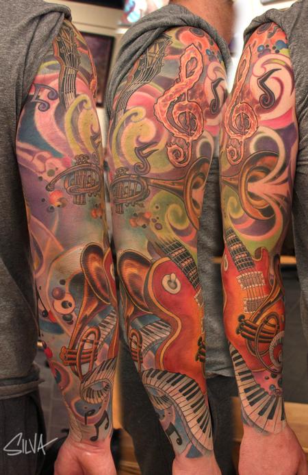 Tattoos - Custom Music Sleeve Tattoo - 109982