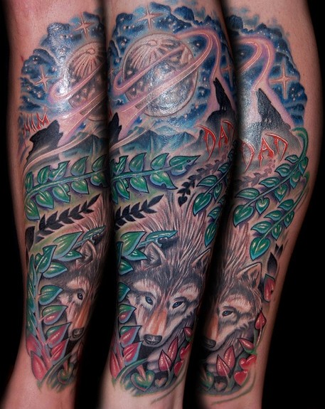 Tattoos - Howling Wolves Tattoo - 52876