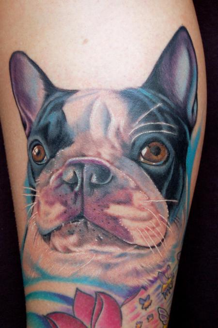 Color Boston Terrier Portrait Tattoo Tattoo Design Thumbnail