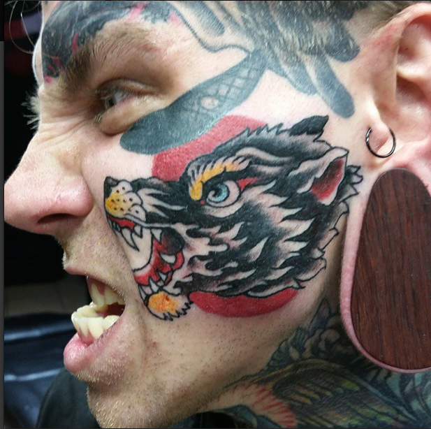 wolf face tattoo by leif hansen tattoonow wolf face tattoo by leif hansen tattoonow