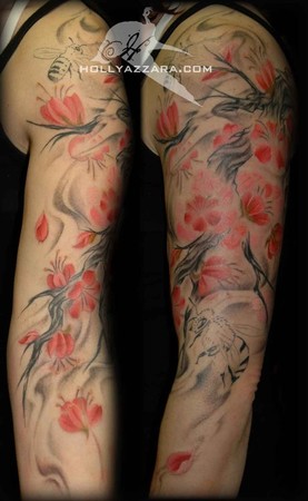 cherry blossom tattoo sleeve. Cherry Blossom with Bee#39;s 3/4