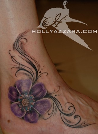 purple flower tattoo. Purple Flower Evian Tattoo