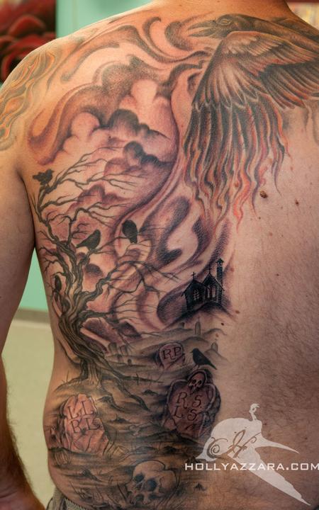 Graveyard Back Piece Final Session : Tattoos :