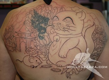 Holly Azzara - Lucky Cat Cover Up Tattoo (In Progress)