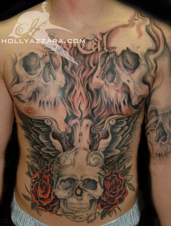 skull chest tattoos