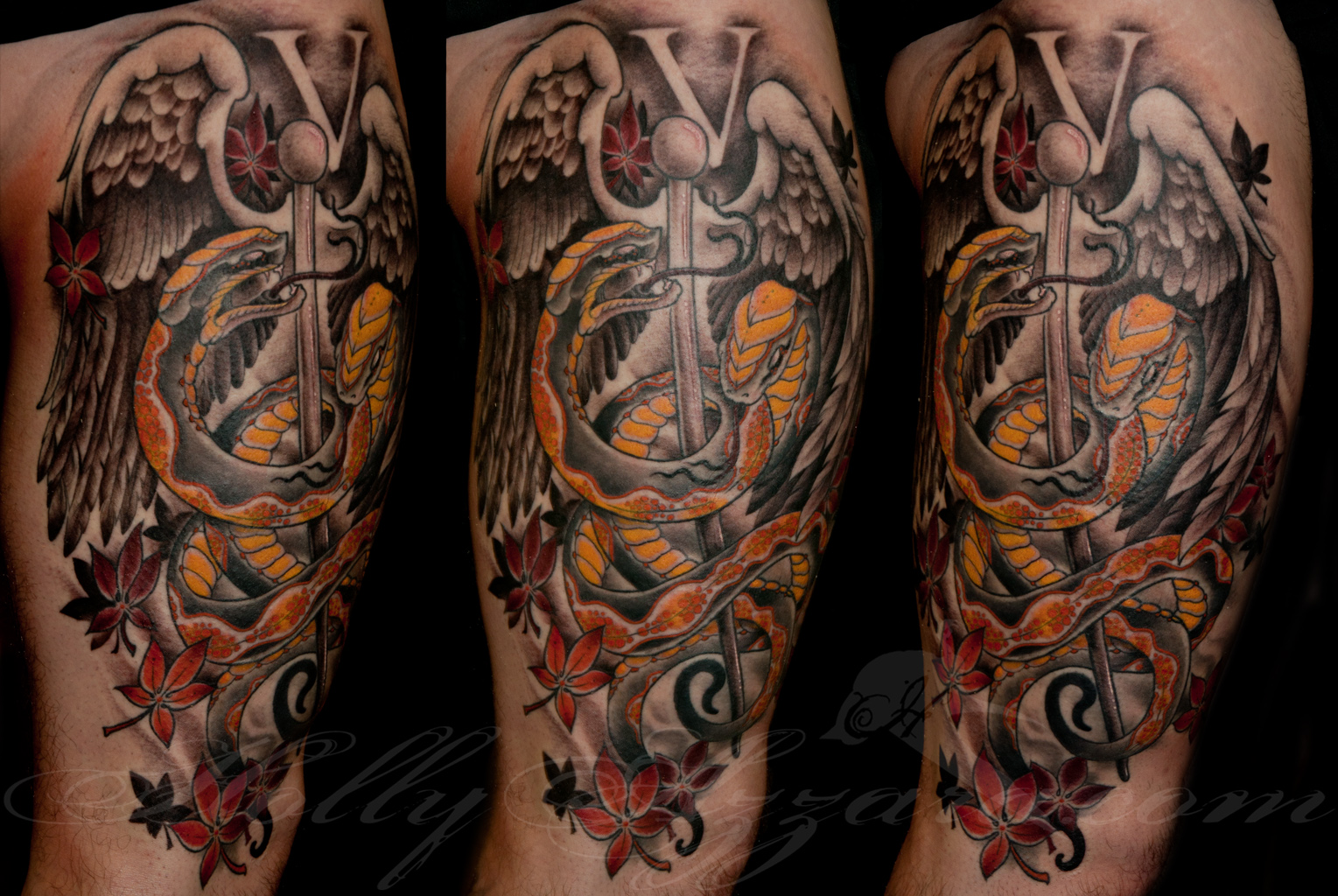 Vet snakes thigh spread by Holly Azzara : Tattoos