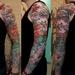 Full Color Asian Block print Inspired Sleeve Tattoo Thumbnail