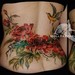 Tattoos - Brush Painted Peonies with Yellow Finch (cover up) - 47592