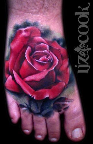 Liz Cook - Rose Foot Tattoo