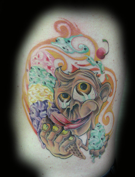 Tattoos Cartoon tattoos Pete's Funky Ice Cream Monkey Tattoo