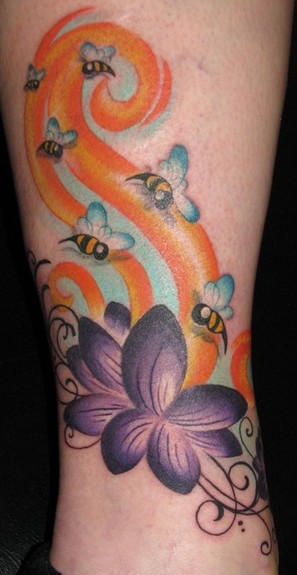 Looking for unique  Tattoos? Lotus with Bee's 