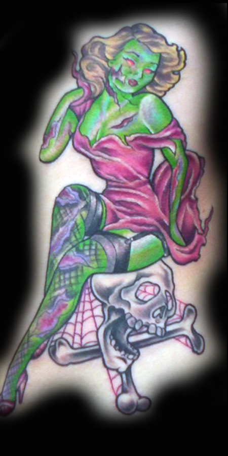 pin up tattoo designs for men. Pin-Up Zombie Tattoo
