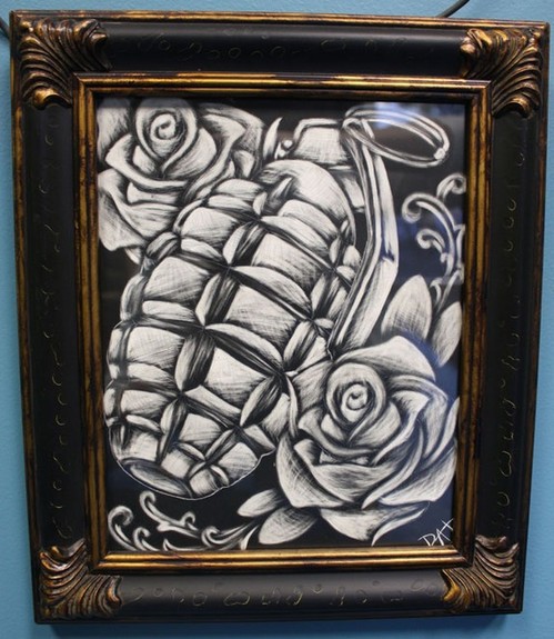 Art Galleries - Pat Patterson - grenade scratch board