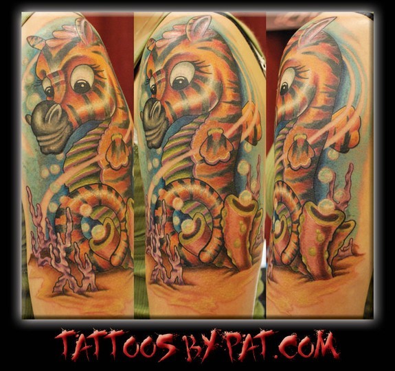 sea horse tattoo. zebra sea horse