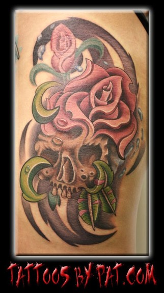 Tattoos New School skull rose