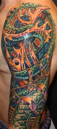 Tattoos - Trevor Wilson - biomichamichanicle nical half sleeve