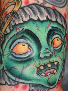 Tattoos - Severed Head tattoos - screaming zombie angel