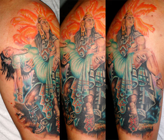 aztec warrior Placement Arm Comments i did this tattoo in callaboration 