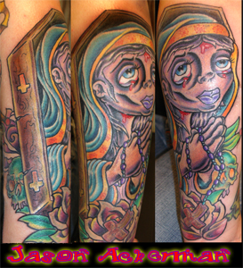 Tattoos - Severed Head tattoos - dead virgin mary