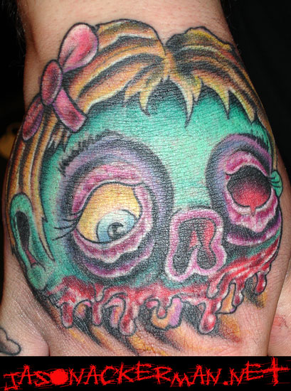 jacked jaw zombie girl tattoo