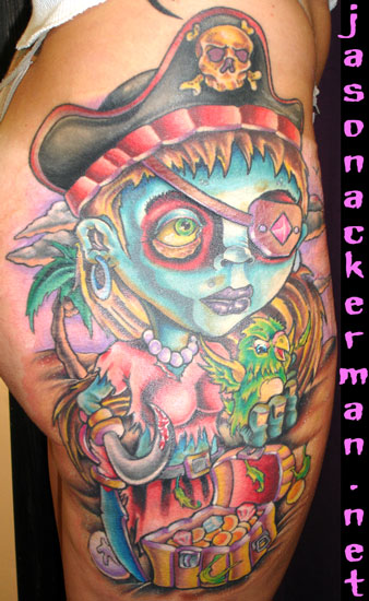 Tattoos Tattoos Cartoon zombie pirate girl tattoo