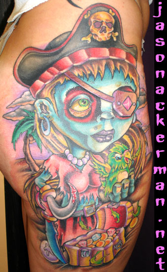 Tattoos Tattoos Cartoon zombie pirate girl tattoo