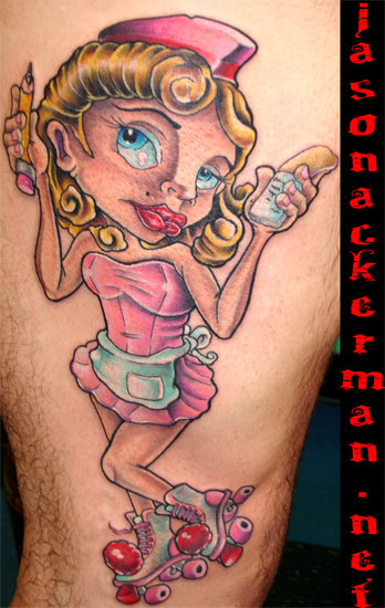 Tattoos Tattoos Pin Up roller skating waitress tattoo