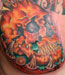 tattoo galleries/ - semi realistic human skull in a bio-ish background