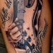 tattoo galleries/ - Black and Gray Guitar and Script Tattoo - 50103