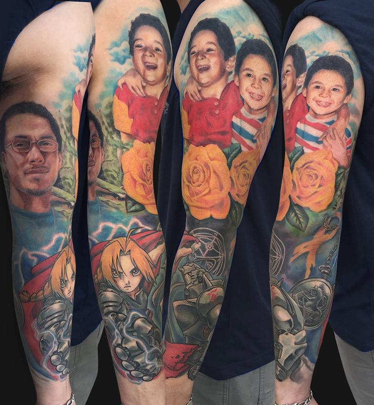 full metal alchemist brotherhood tattoo sleeve by jamie full metal alchemist brotherhood tattoo sleeve by jamie