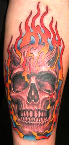 Josh Duffy - Flaming Skull Tattoo