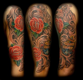 Roses and Filigree Half Sleeve