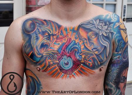 Angels And Demons Tattoos Chest