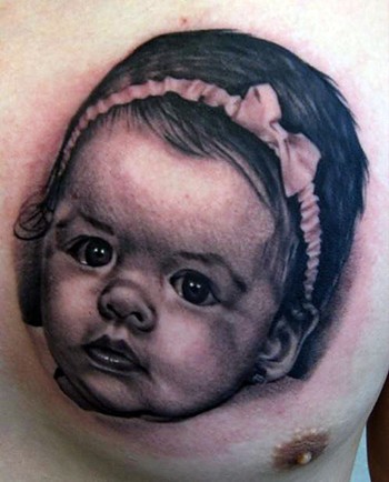 Baby Tattoo Placement Chest Comments Kid with Headband Baby Tattoo Placement Chest Comments Kid with Headband