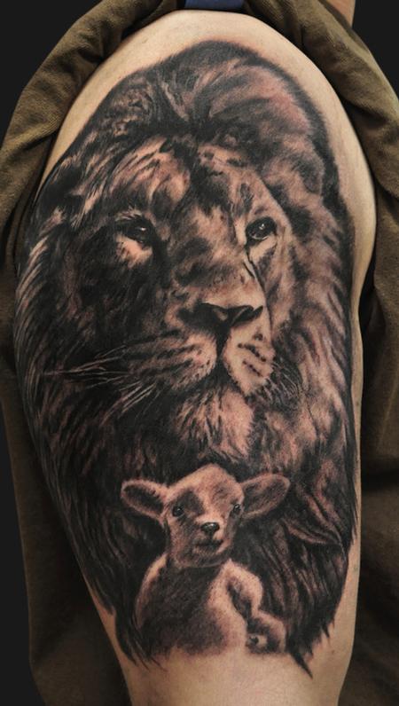 The lion of Judah lamb of god tattoo