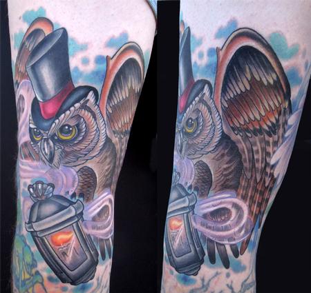 Katelyn Crane - Owl and Lantern Tattoo